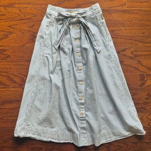 EUC · Madewell Tie Palisade Button-Front Midi Skirt in Pilar Stripe